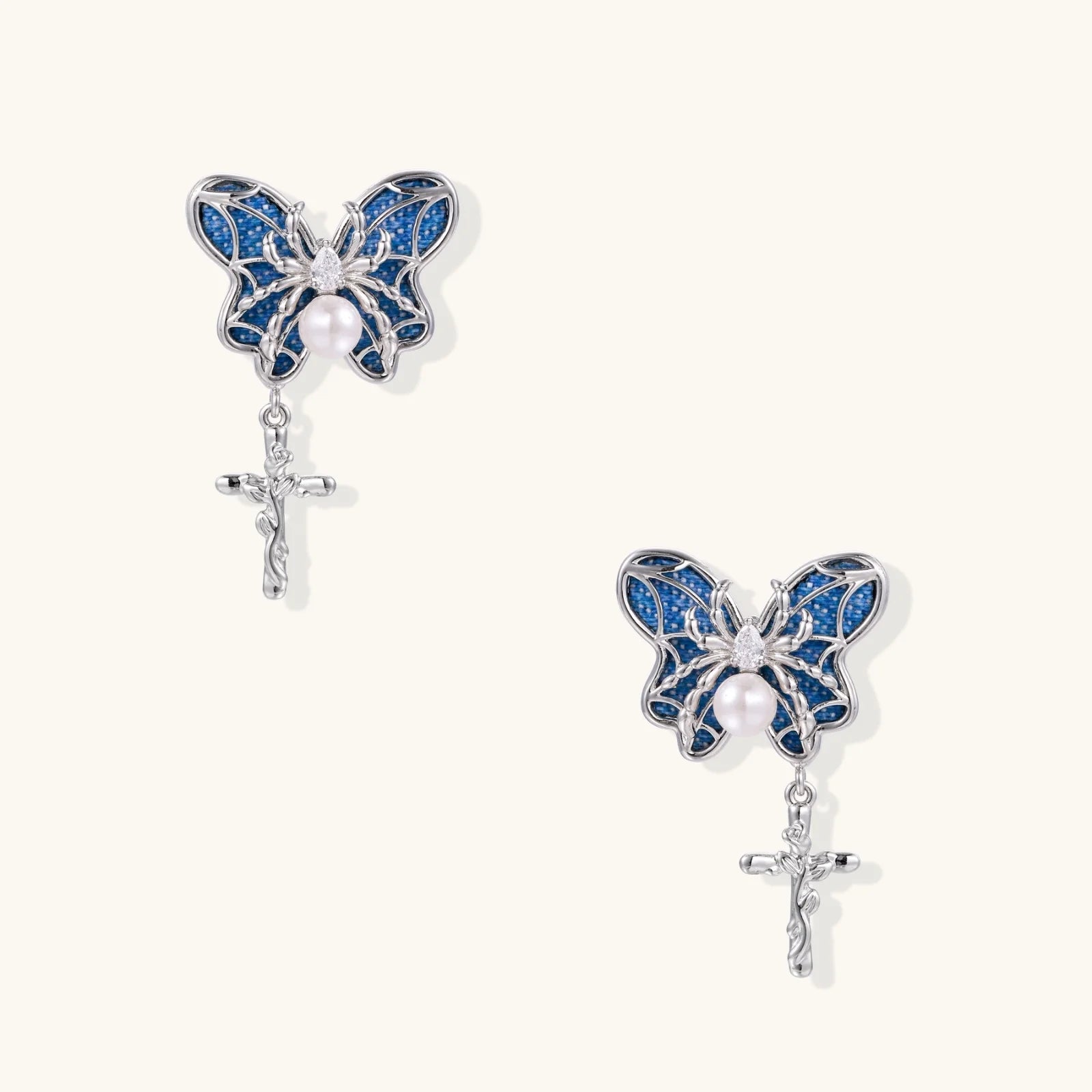 Celestial Butterfly Cross Earrings