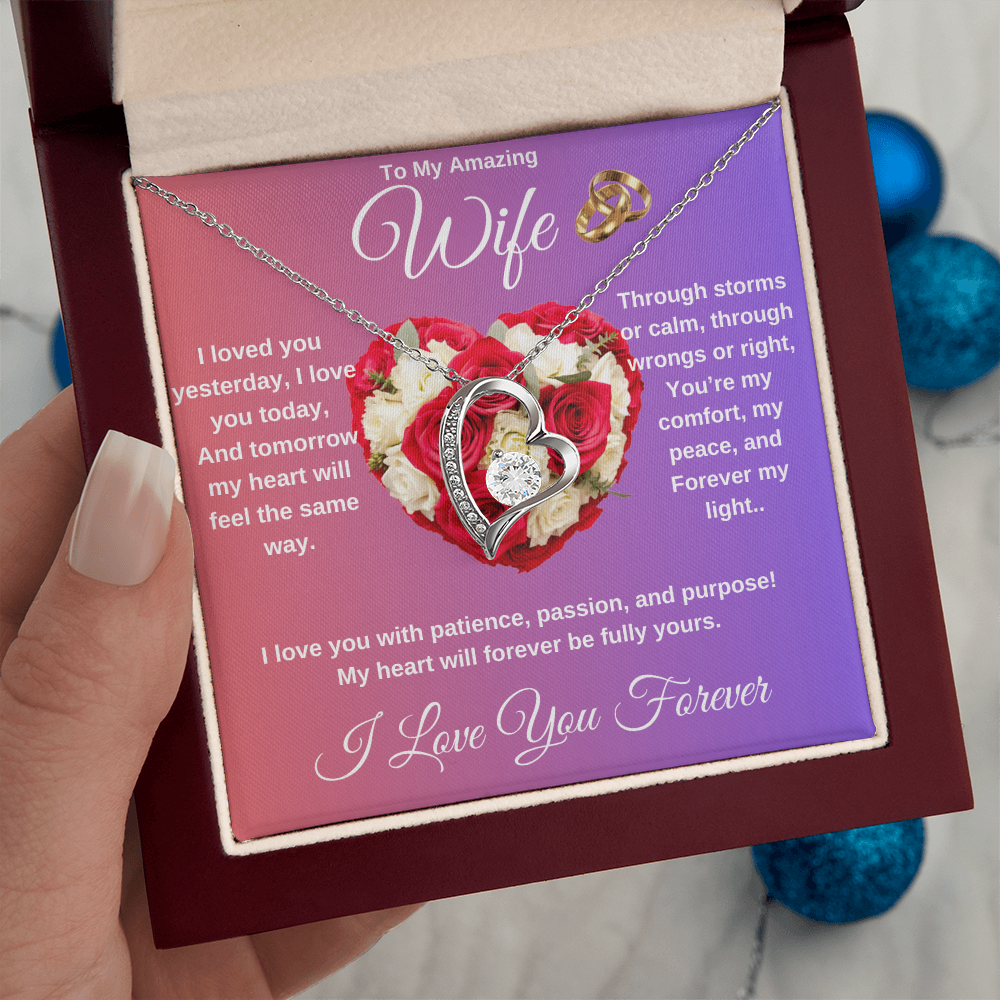 "To My Wife" - Heart Shaped Diamond Cut Necklace