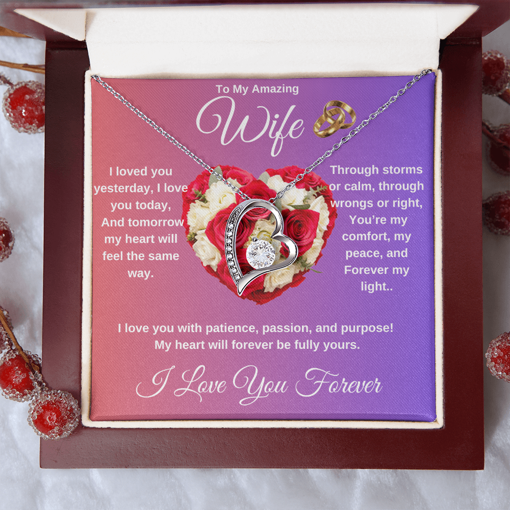 "To My Wife" - Heart Shaped Diamond Cut Necklace