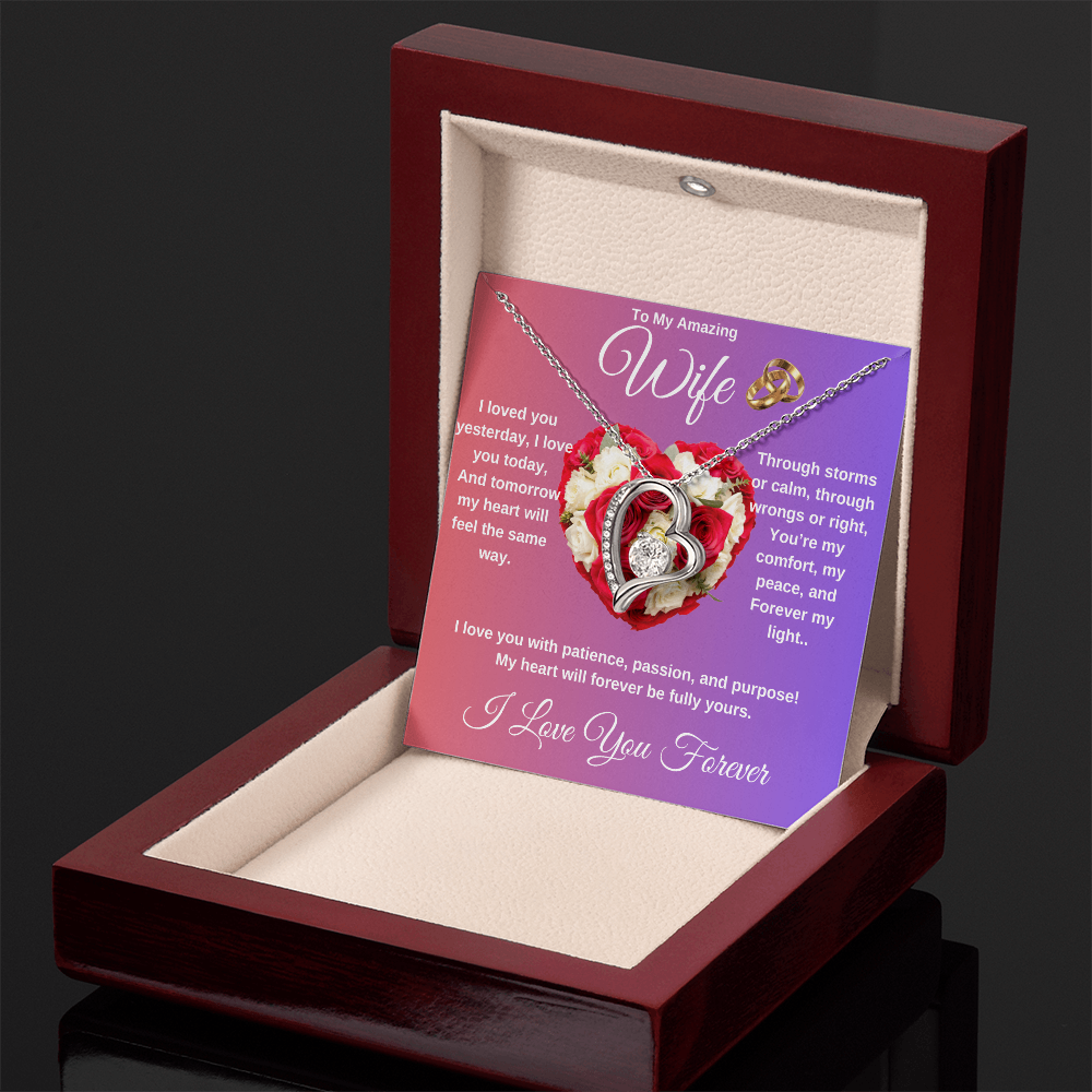 "To My Wife" - Heart Shaped Diamond Cut Necklace