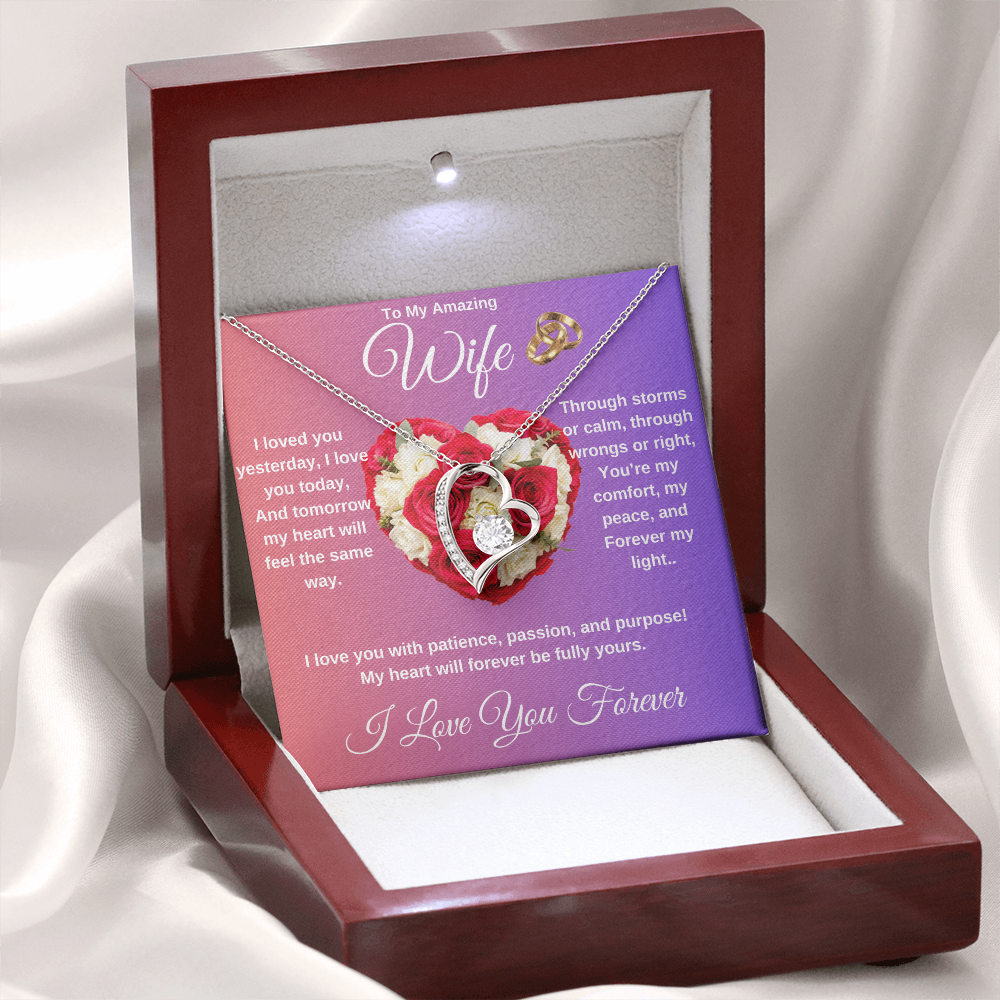 "To My Wife" - Heart Shaped Diamond Cut Necklace