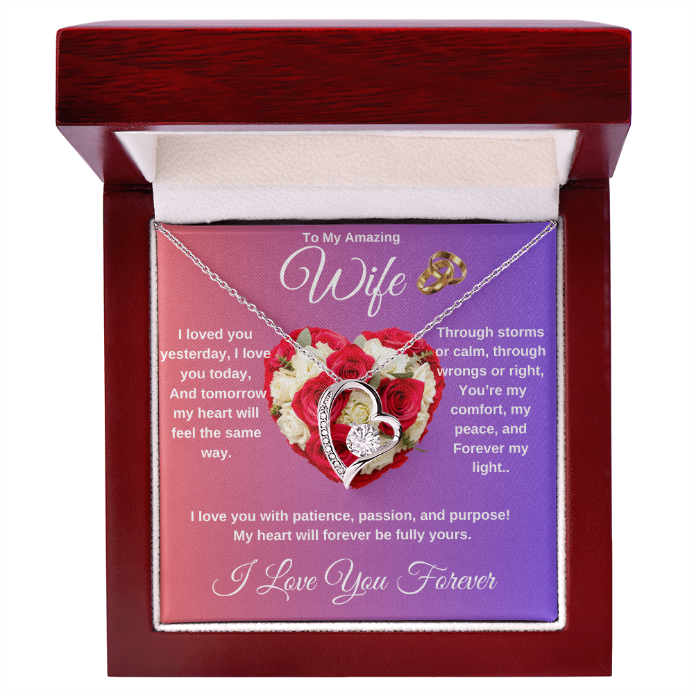 "To My Wife" - Heart Shaped Diamond Cut Necklace