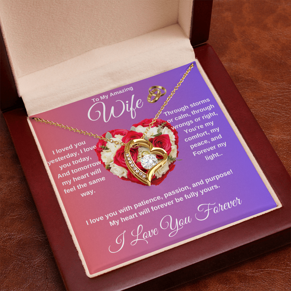 "To My Wife" - Heart Shaped Diamond Cut Necklace