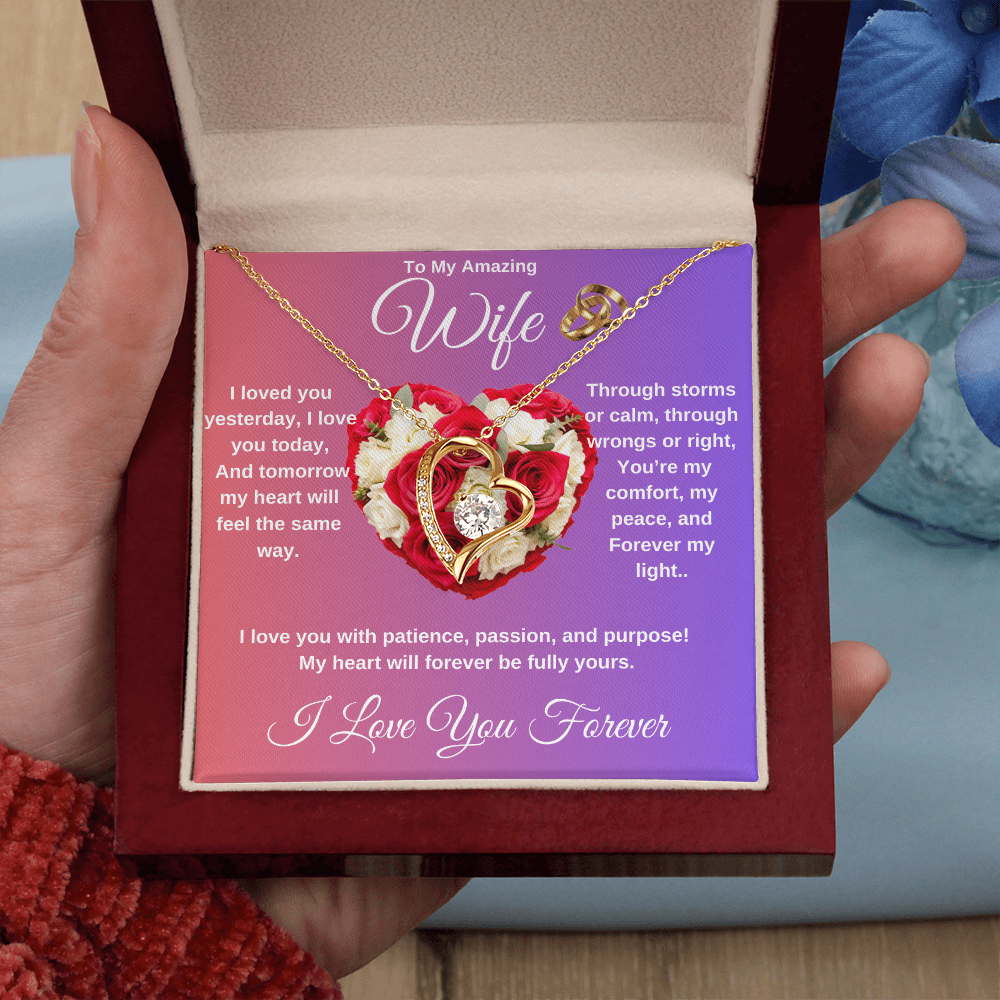 "To My Wife" - Heart Shaped Diamond Cut Necklace