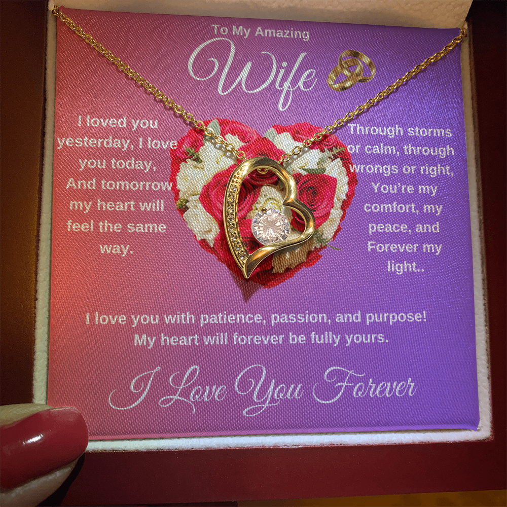 "To My Wife" - Heart Shaped Diamond Cut Necklace