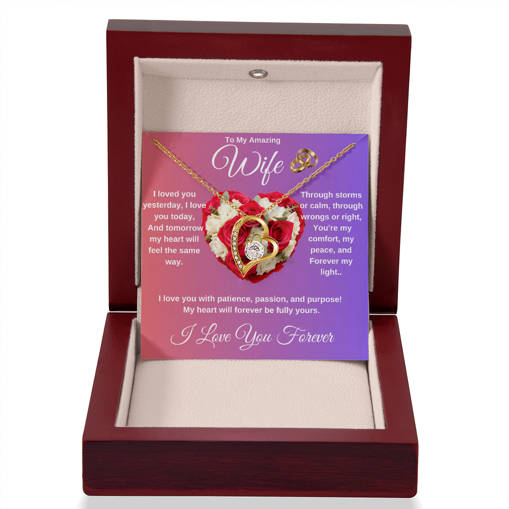 "To My Wife" - Heart Shaped Diamond Cut Necklace