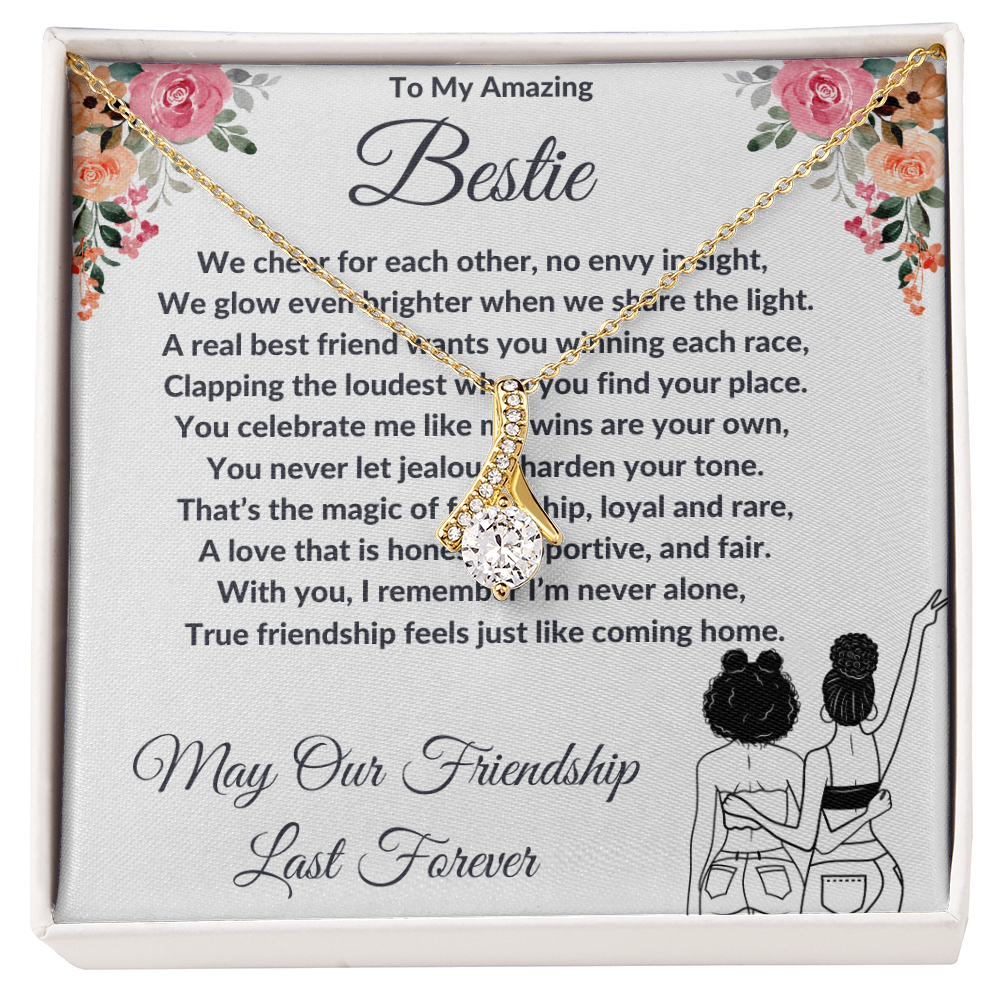 To My Best Friend - Ribbon Shaped Diamond Cut Necklace