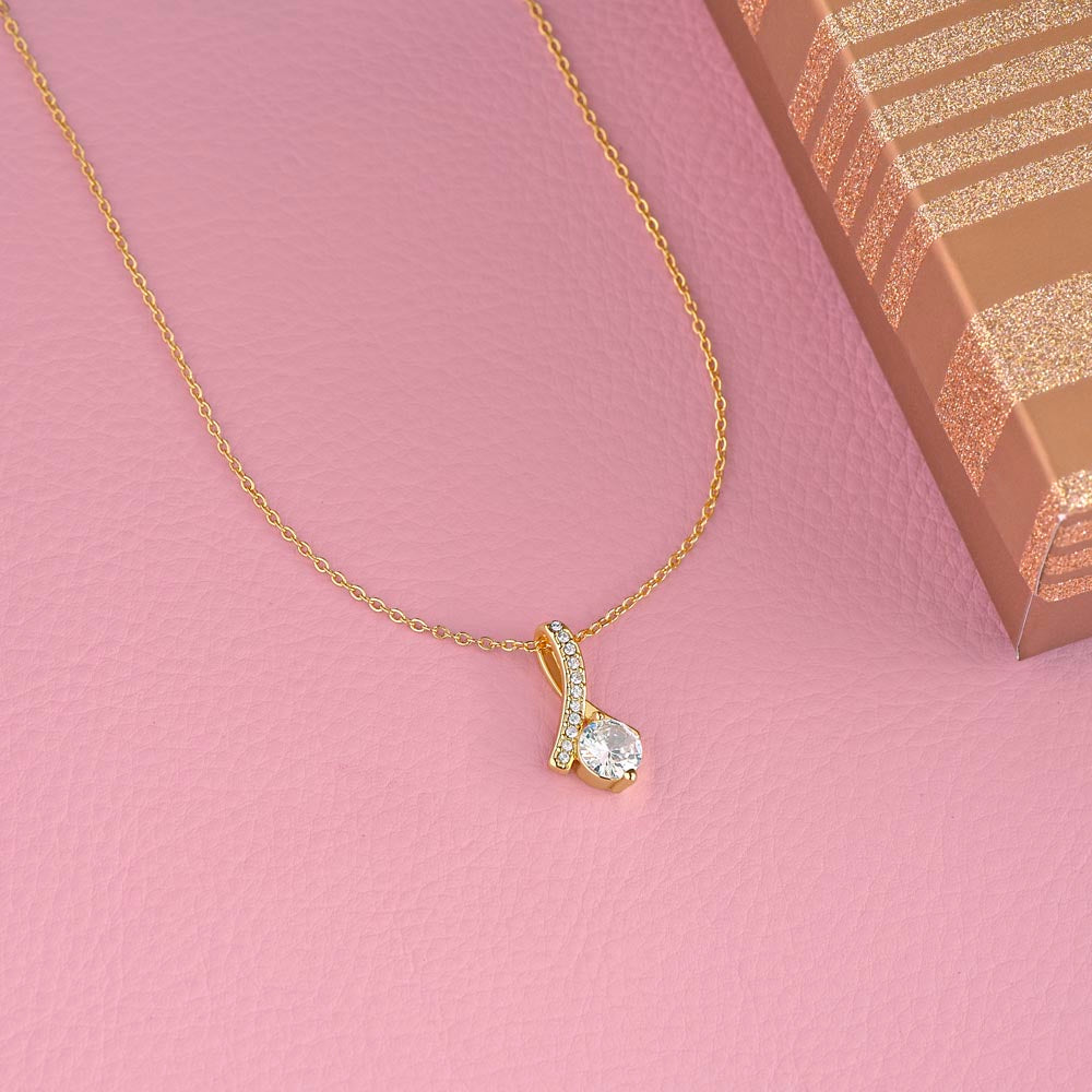 To My Best Friend - Ribbon Shaped Diamond Cut Necklace