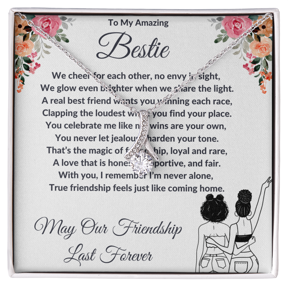 To My Best Friend - Ribbon Shaped Diamond Cut Necklace