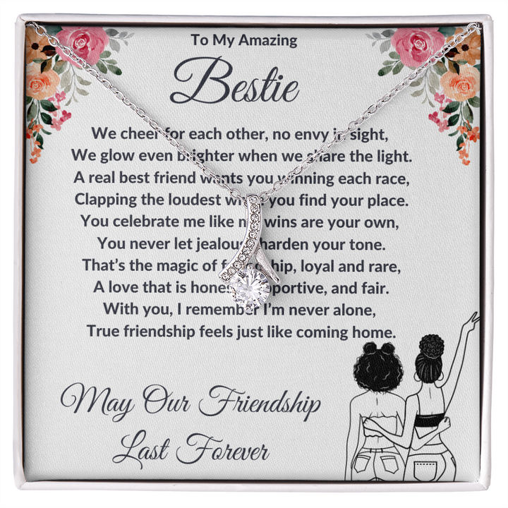 To My Best Friend - Ribbon Shaped Diamond Cut Necklace