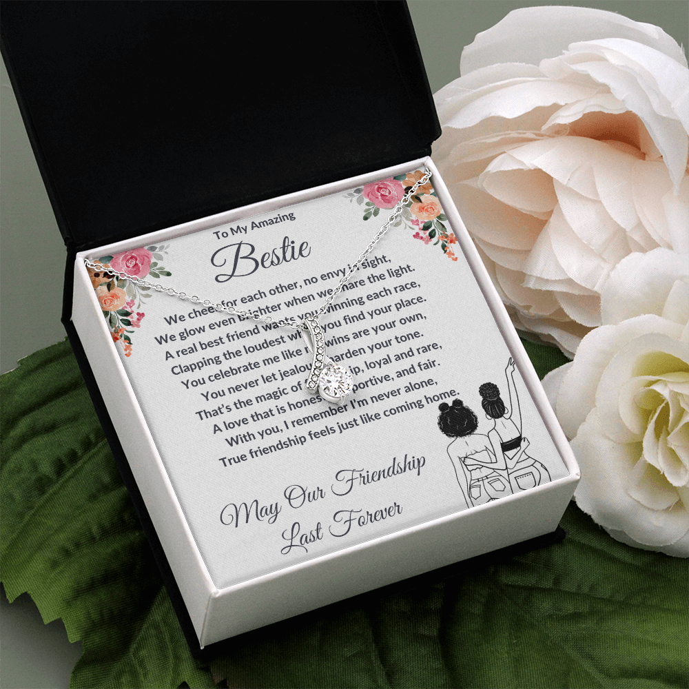 To My Best Friend - Ribbon Shaped Diamond Cut Necklace