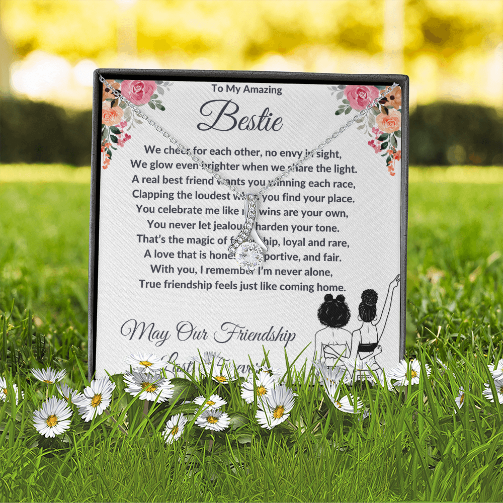 To My Best Friend - Ribbon Shaped Diamond Cut Necklace