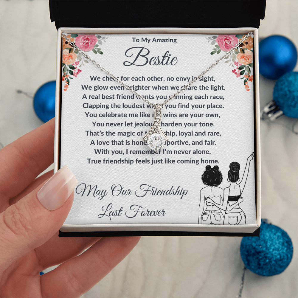 To My Best Friend - Ribbon Shaped Diamond Cut Necklace