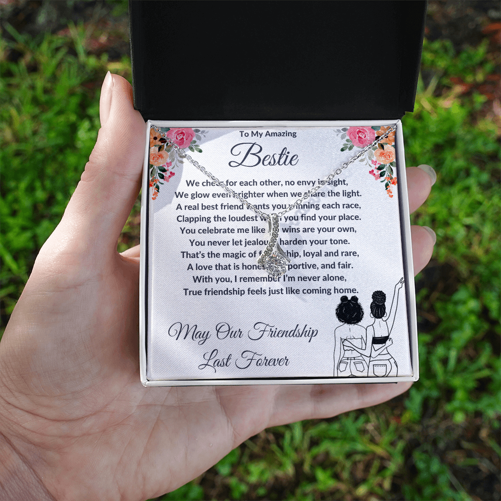 To My Best Friend - Ribbon Shaped Diamond Cut Necklace