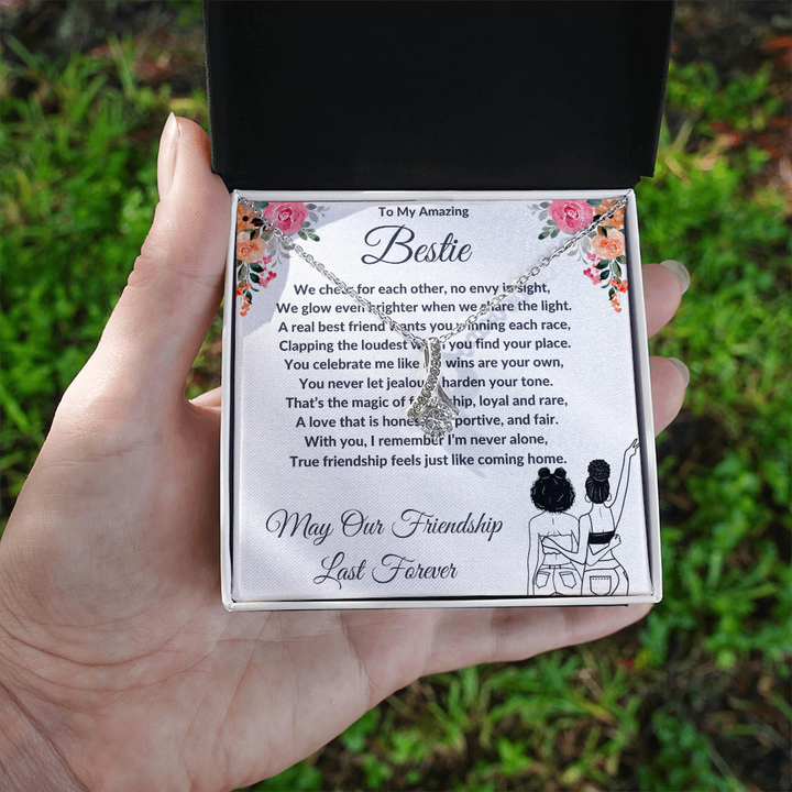 To My Best Friend - Ribbon Shaped Diamond Cut Necklace