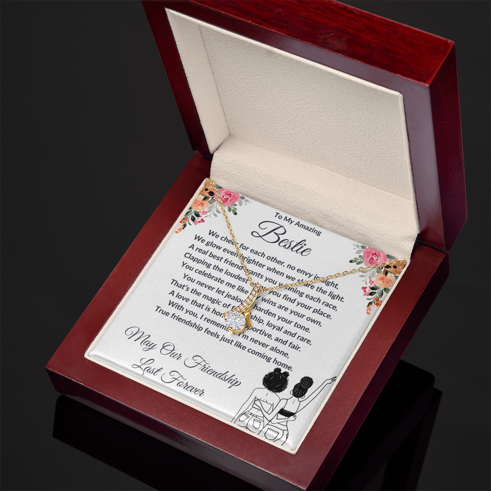 To My Best Friend - Ribbon Shaped Diamond Cut Necklace