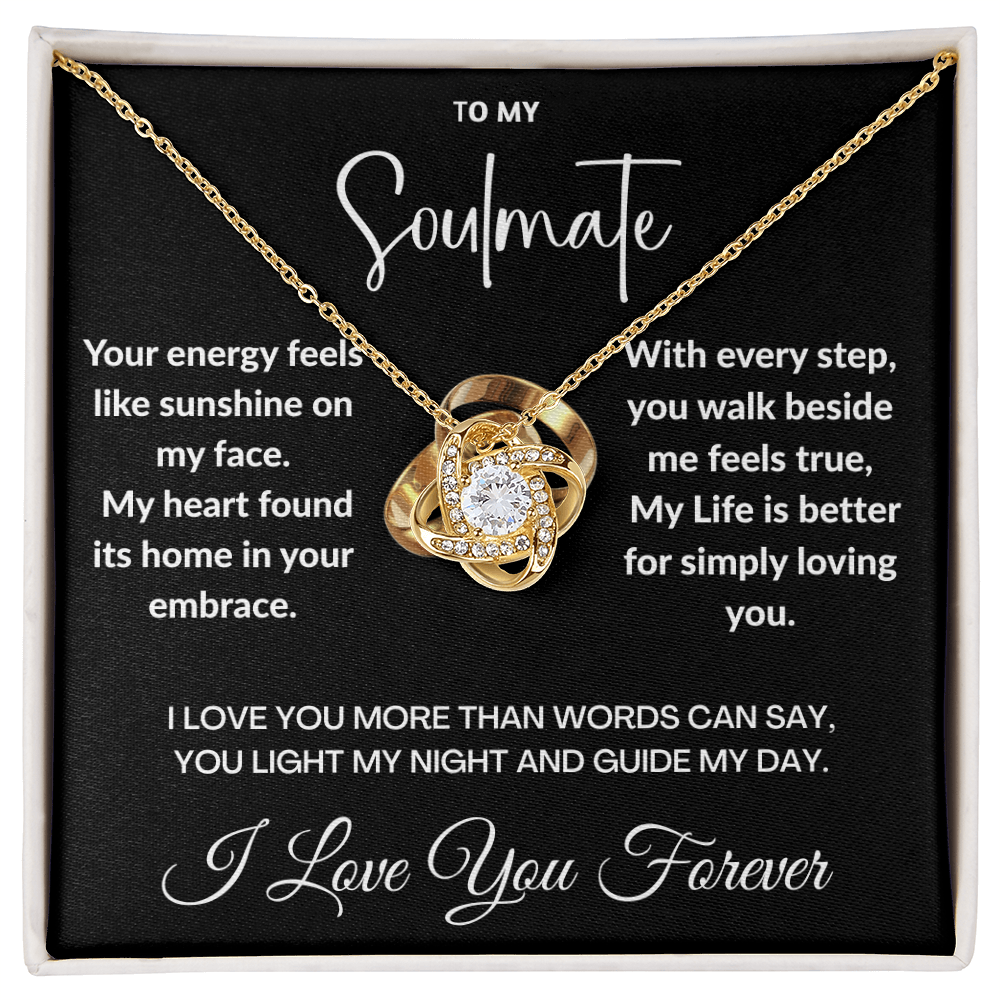 "To May Soulmate" Diamond Cut Love Knot Necklace