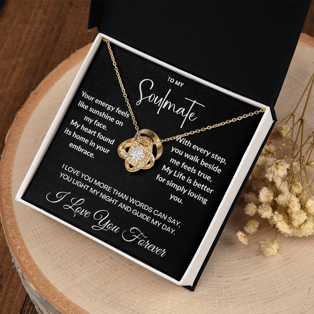 "To May Soulmate" Diamond Cut Love Knot Necklace