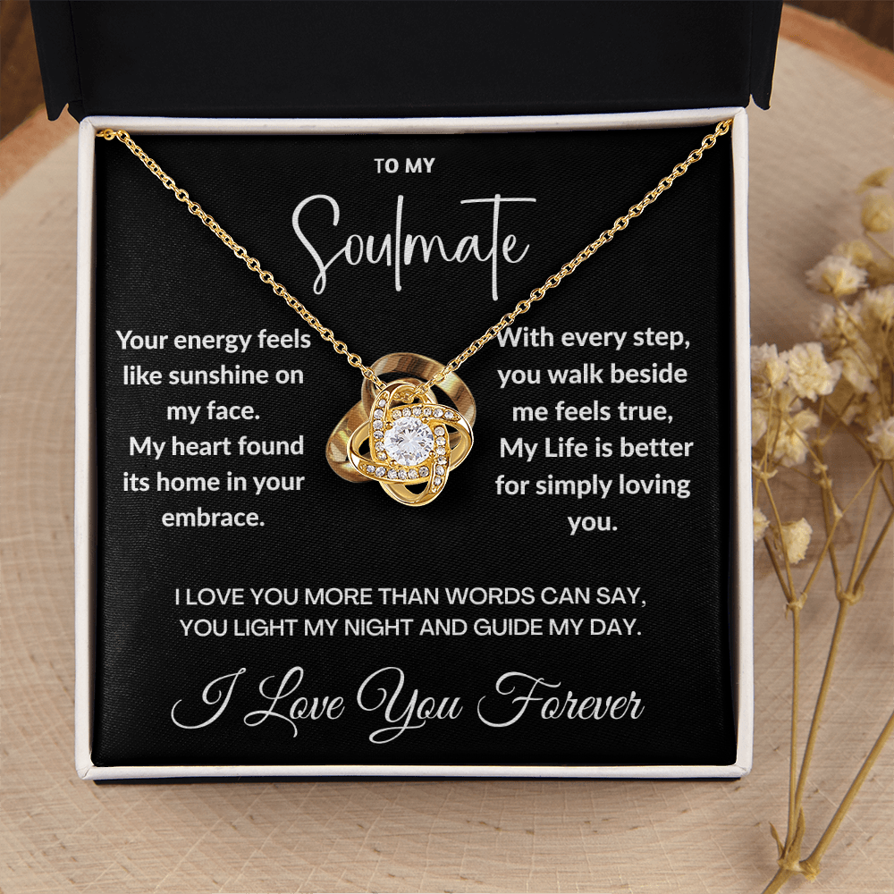 "To May Soulmate" Diamond Cut Love Knot Necklace