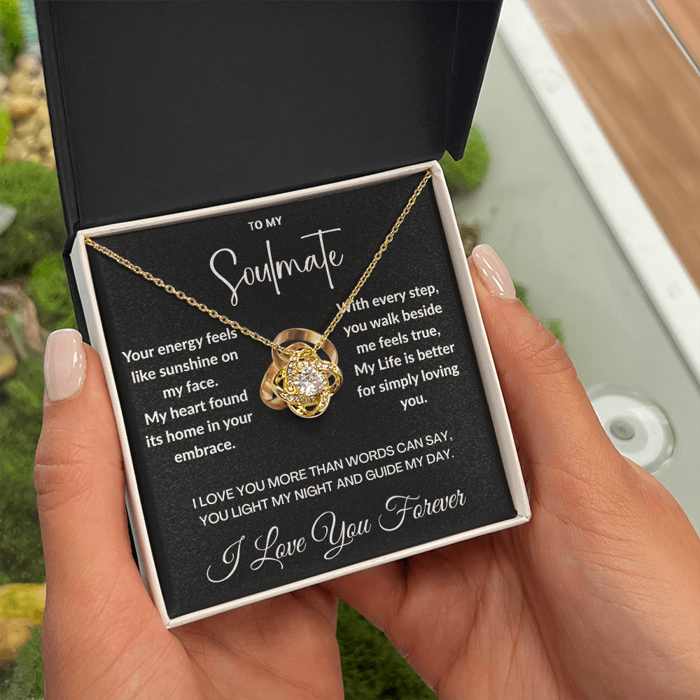 "To May Soulmate" Diamond Cut Love Knot Necklace