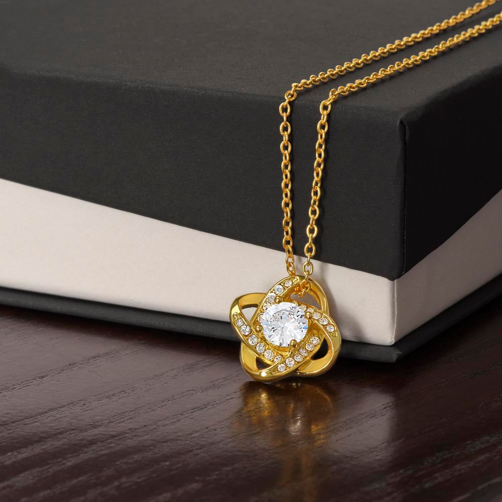 "To May Soulmate" Diamond Cut Love Knot Necklace