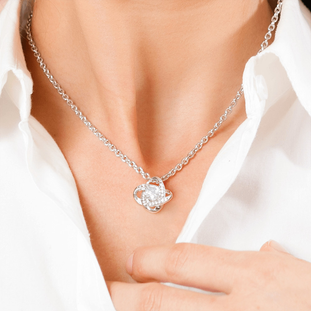 "To May Soulmate" Diamond Cut Love Knot Necklace