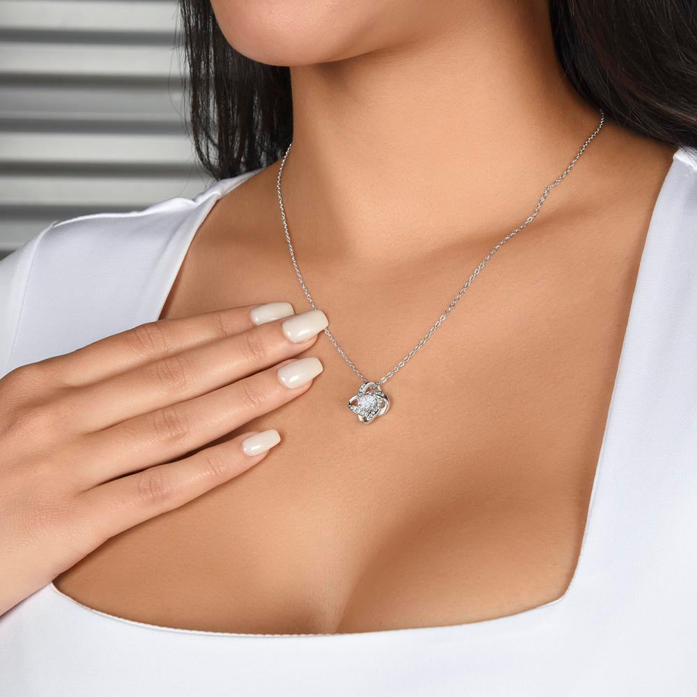"To May Soulmate" Diamond Cut Love Knot Necklace