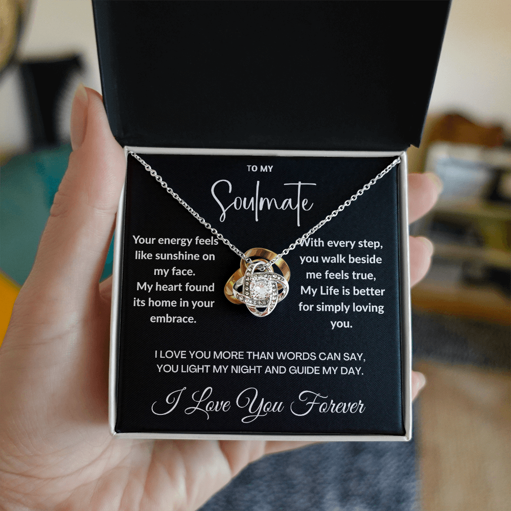 "To May Soulmate" Diamond Cut Love Knot Necklace