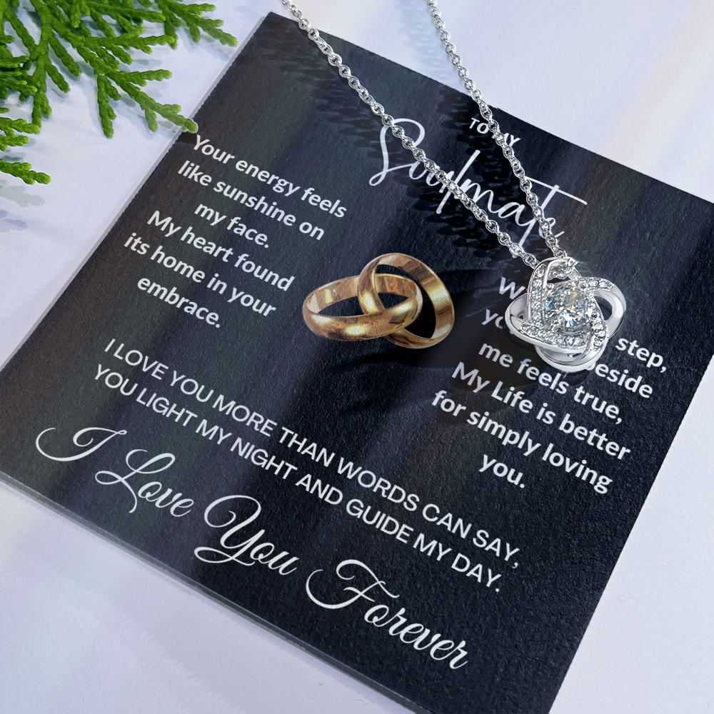 "To May Soulmate" Diamond Cut Love Knot Necklace