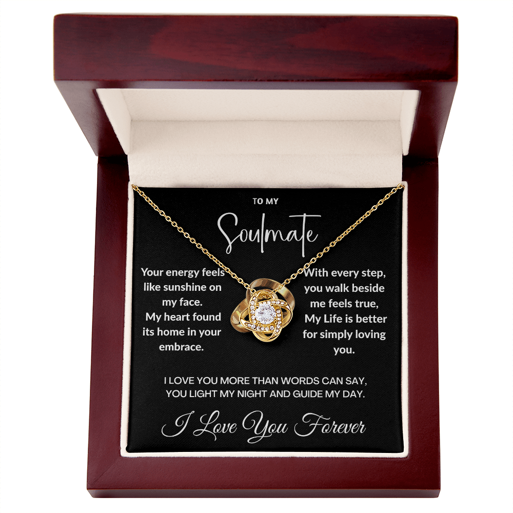 "To May Soulmate" Diamond Cut Love Knot Necklace