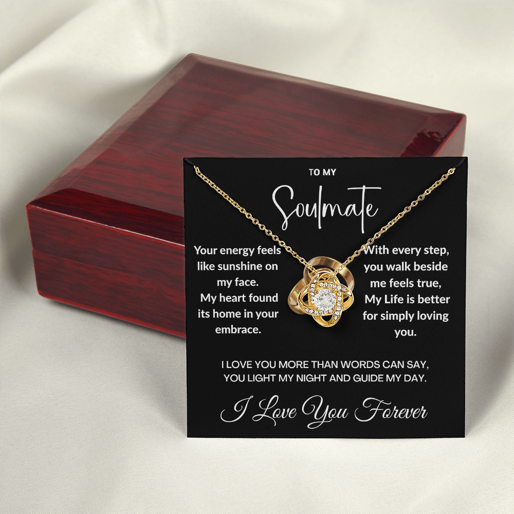 "To May Soulmate" Diamond Cut Love Knot Necklace