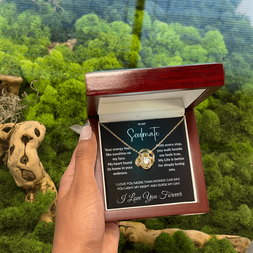 "To May Soulmate" Diamond Cut Love Knot Necklace