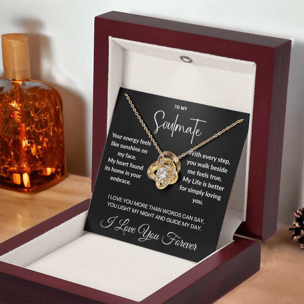 "To May Soulmate" Diamond Cut Love Knot Necklace