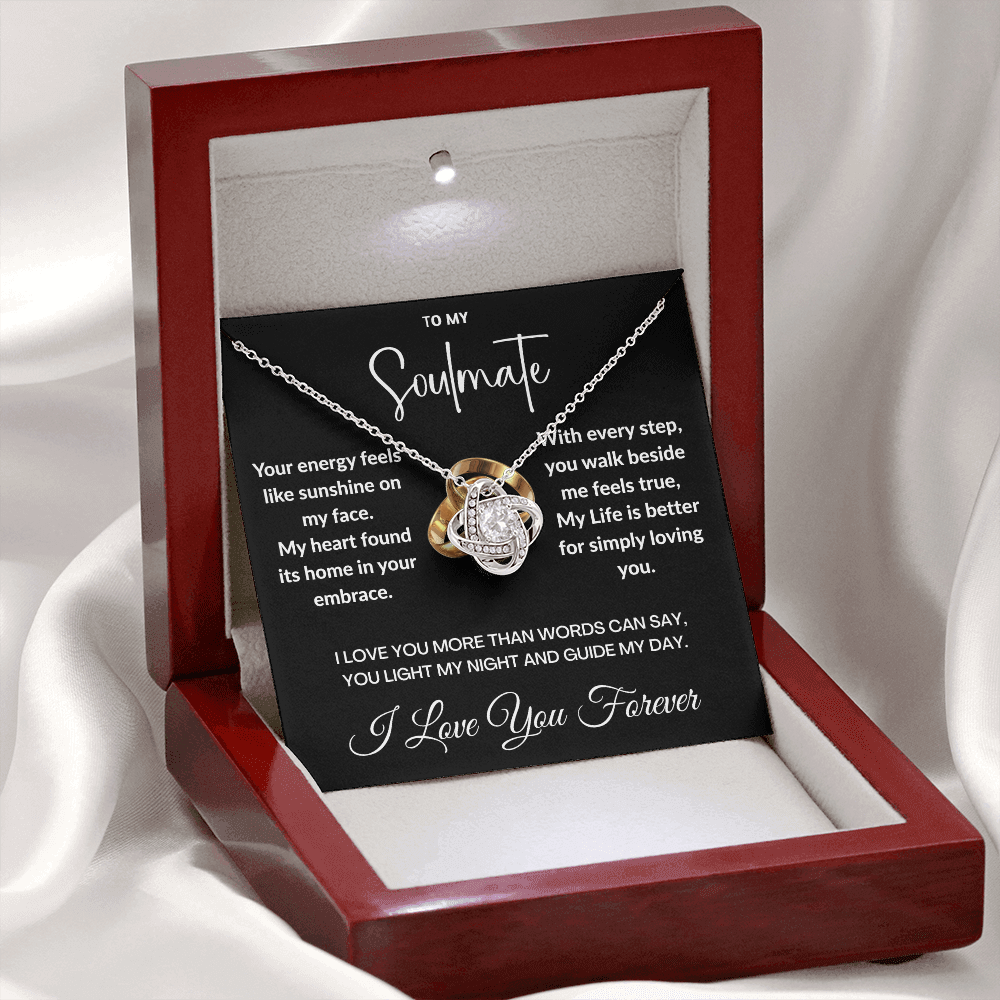 "To May Soulmate" Diamond Cut Love Knot Necklace