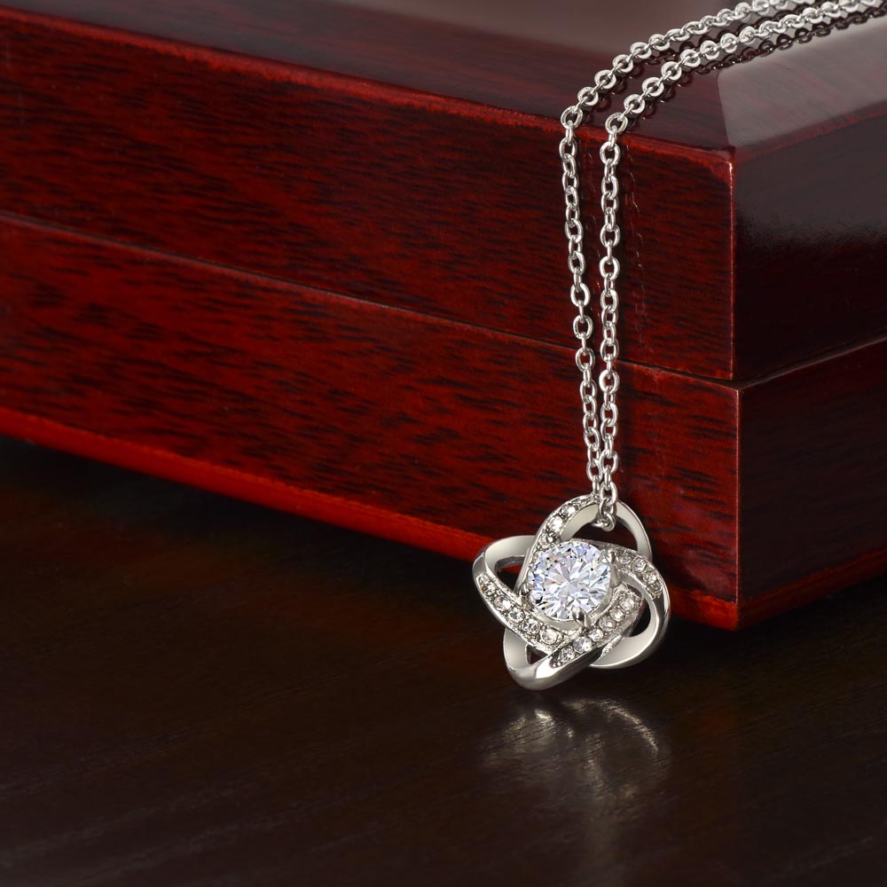 "To May Soulmate" Diamond Cut Love Knot Necklace
