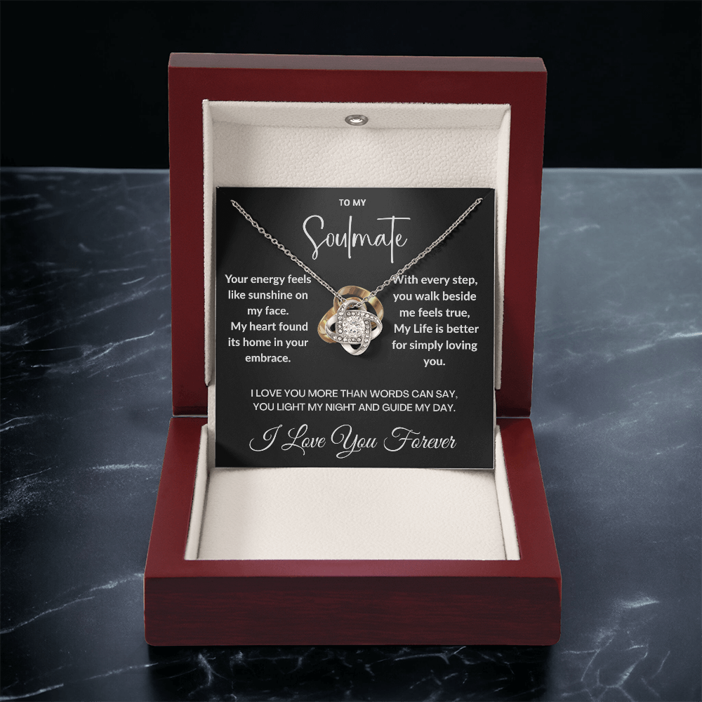 "To May Soulmate" Diamond Cut Love Knot Necklace