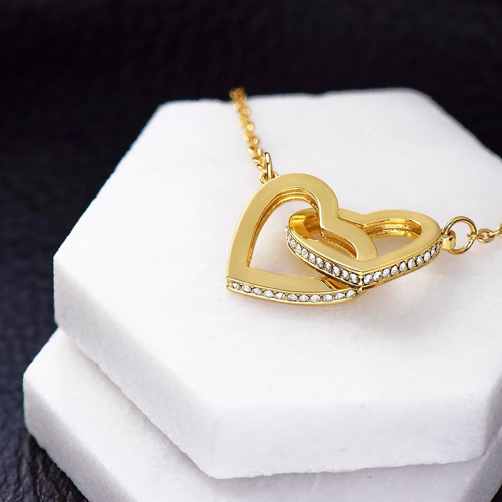 "To My Girl Friend" - Interlocking Hearts Diamond Cut Necklace
