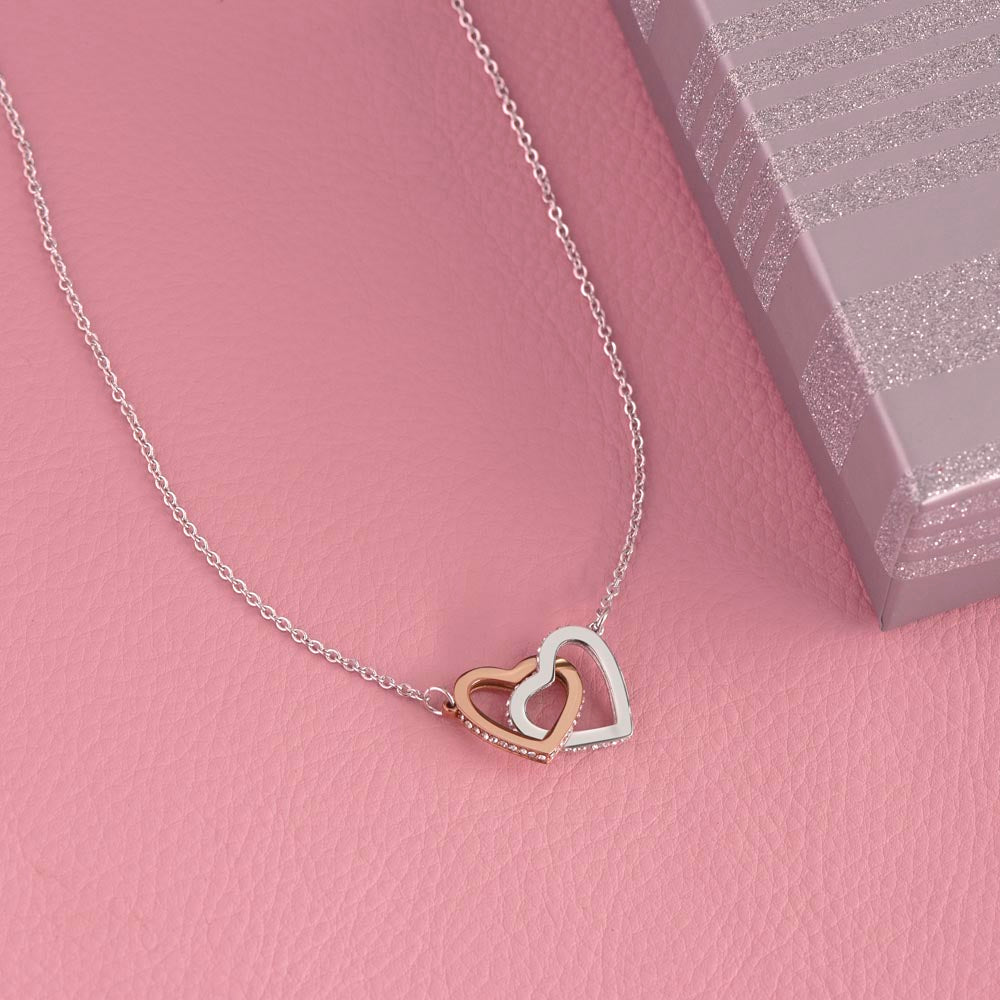 "To My Girl Friend" - Interlocking Hearts Diamond Cut Necklace