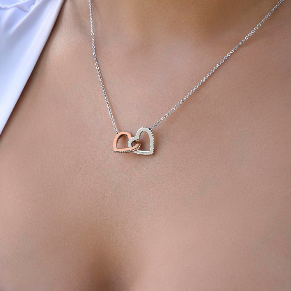 "To My Girl Friend" - Interlocking Hearts Diamond Cut Necklace