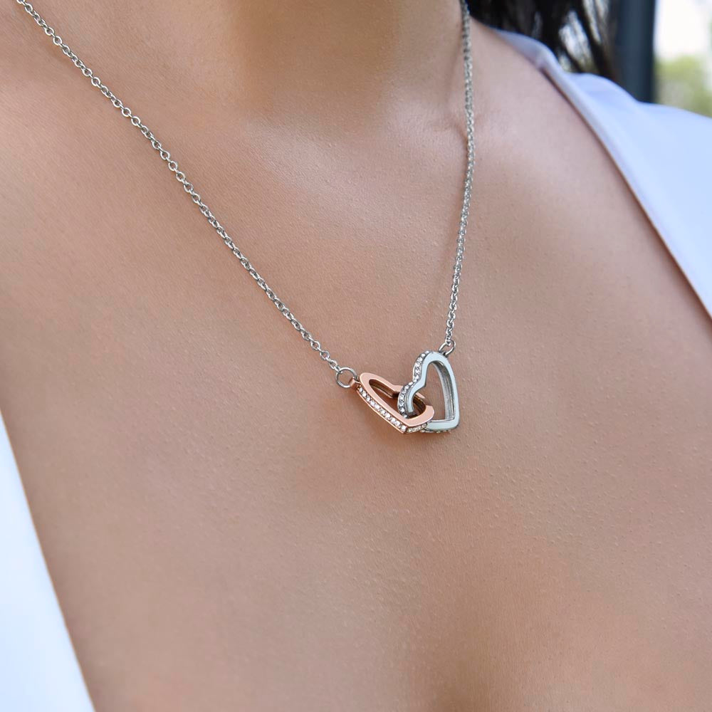 "To My Girl Friend" - Interlocking Hearts Diamond Cut Necklace