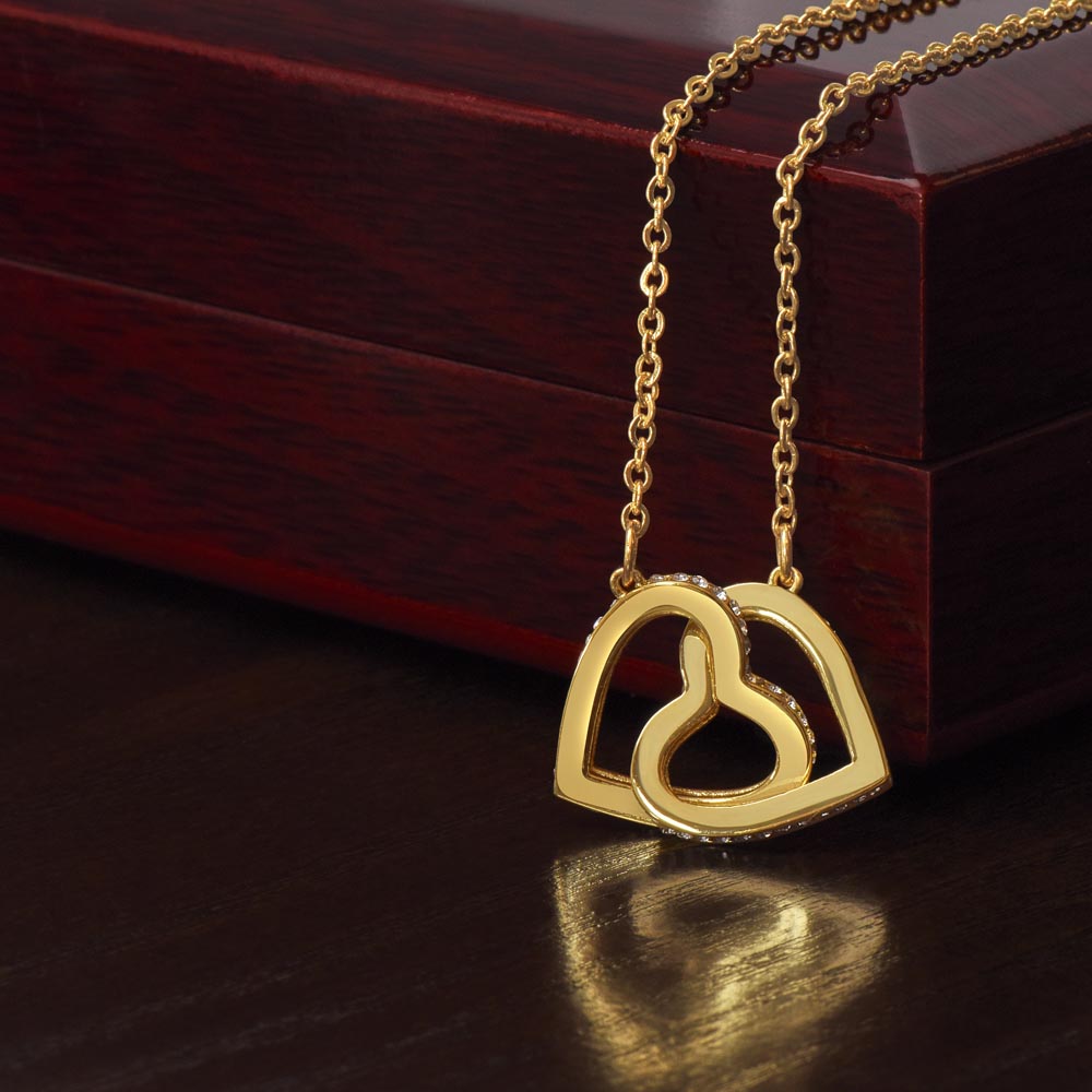 "To My Girl Friend" - Interlocking Hearts Diamond Cut Necklace