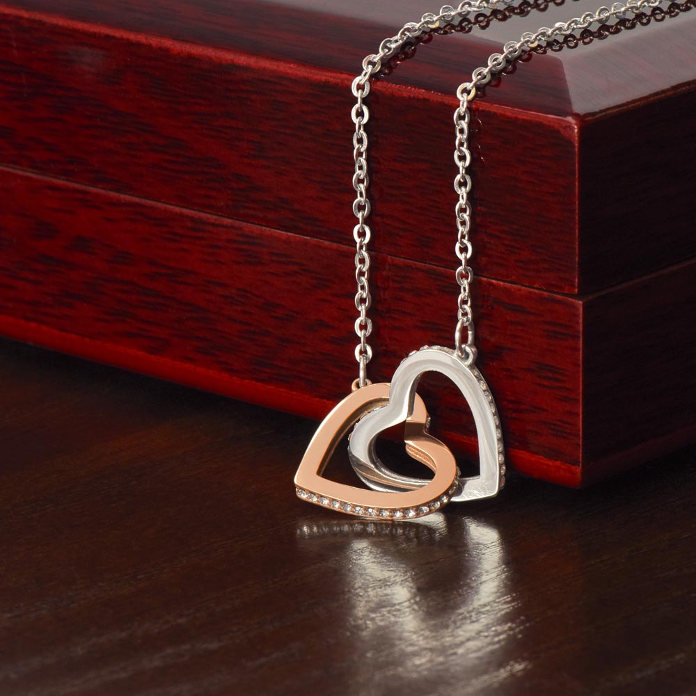 "To My Girl Friend" - Interlocking Hearts Diamond Cut Necklace