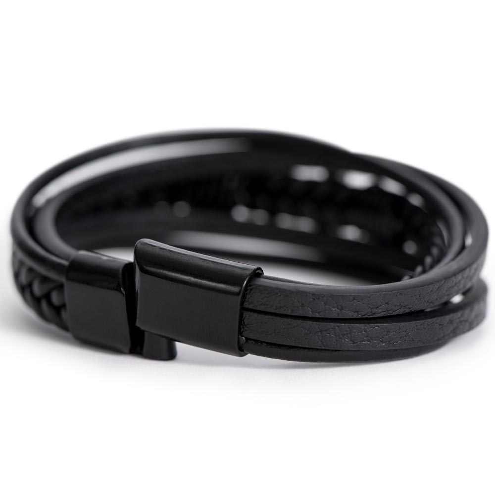 Spiritual Motivation - Men's Cross Leather Bracelet