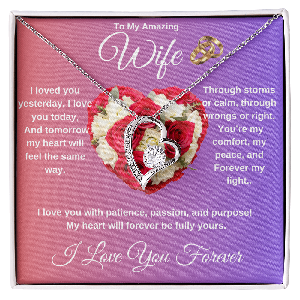 "To My Wife" - Heart Shaped Diamond Cut Necklace