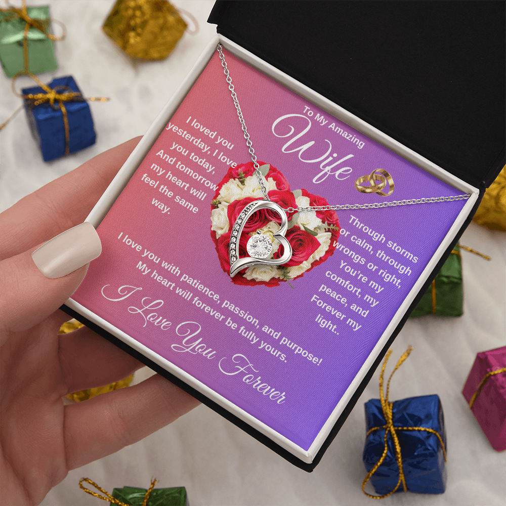 "To My Wife" - Heart Shaped Diamond Cut Necklace