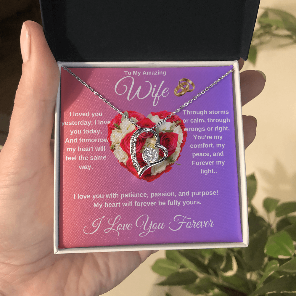 "To My Wife" - Heart Shaped Diamond Cut Necklace