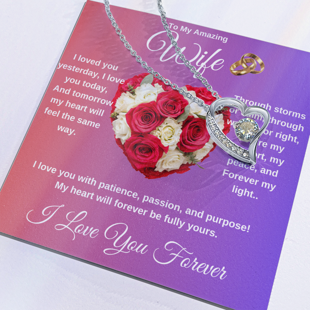 "To My Wife" - Heart Shaped Diamond Cut Necklace
