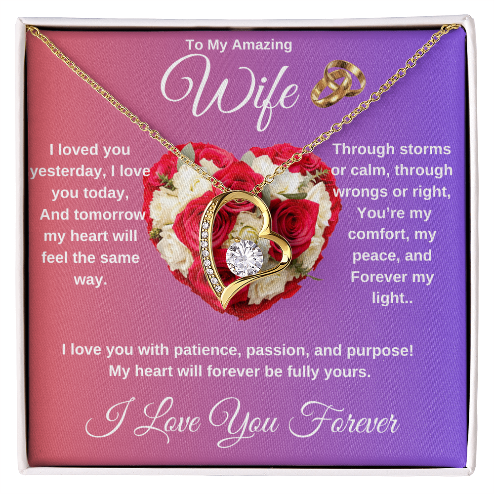 "To My Wife" - Heart Shaped Diamond Cut Necklace