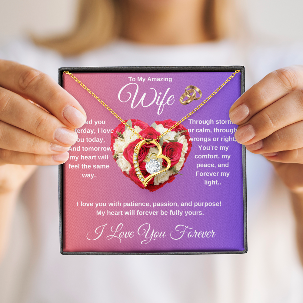 "To My Wife" - Heart Shaped Diamond Cut Necklace