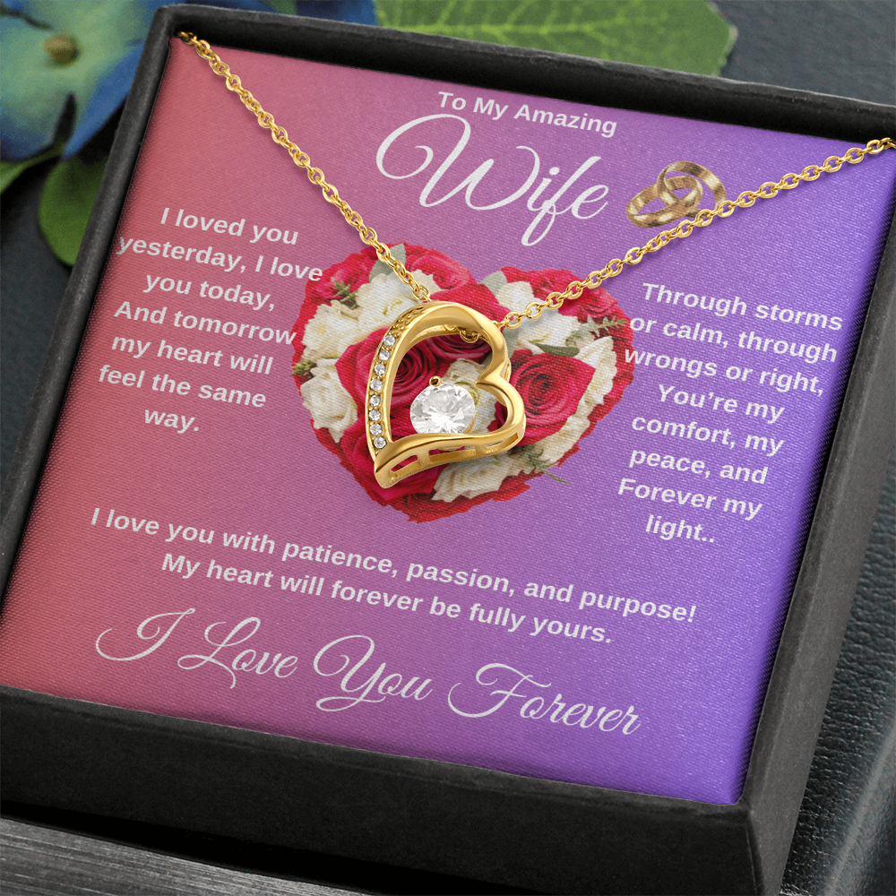 "To My Wife" - Heart Shaped Diamond Cut Necklace